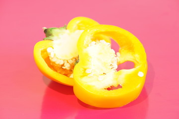 Yellow pepper isolated on a colorful background. Vegetables isolated on background.