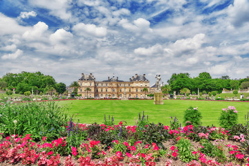 Fototapeta premium Luxembourg Palace and park in Paris, the Jardin du Luxembourg, o