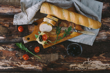Breakfast of fresh vegetables on wood background