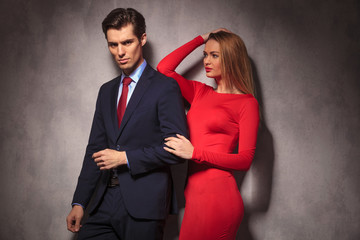 side view of a young elegant couple