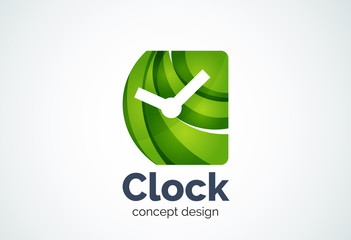 Clock logo template, time management business concept