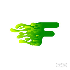 letter F logo,water,splash,waves,green