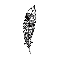 Hand drawn feathers. ink illustration art elements, boho design