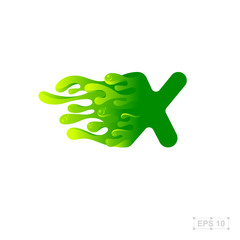 letter X logo,water,splash,waves,green