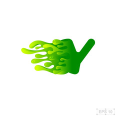 letter Y logo,water,splash,waves,green
