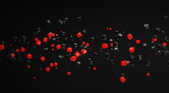 abstract red atom nano technology particle background 3d renderi