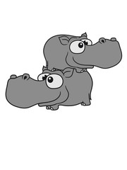 children 2 buddies team brothers sibling comic cartoon design sweet little cute baby hippo happy child