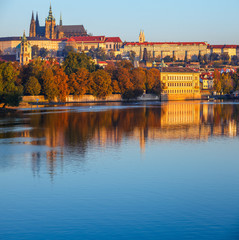 Fototapeta na wymiar Prague city Morning view to Saint Vitus Cathedral