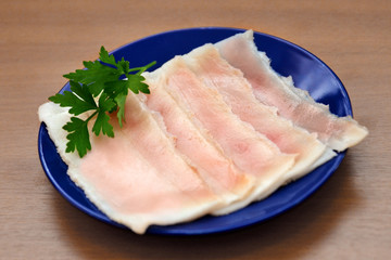 Sliced pork fat