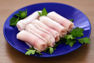 Sliced pork fat