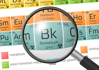 Element of Berkelium with magnifying glass