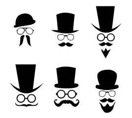 Hat, glasses and mustache. Vector illustration
