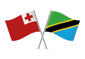 Tonga and Tanzania flags. Vector illustration.