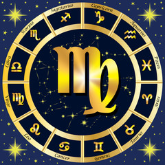 Zodiac Signs, Zodiac constellations. In the center of the sign o