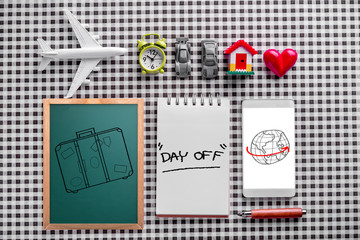 travel concept with corkboard smartphone