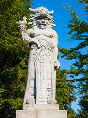 Statue of god Radegast on Radhost Mountain in Beskydy Mountains, Moravia, Czech Republic