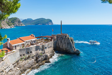 View of the beautiful coastline near resort town of Petrovac on