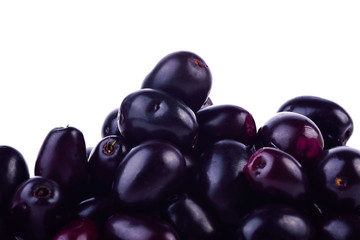 Jambolan plum or Java plum on white background.
