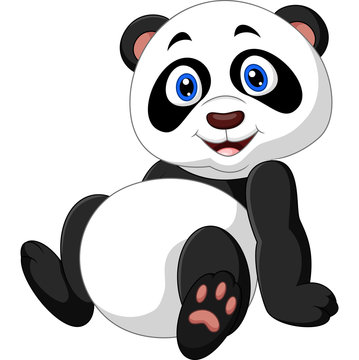 Cartoon panda sitting