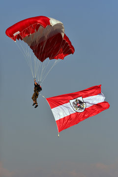 Parachutist with Austrian flag