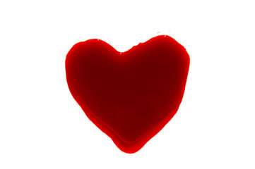 Halloween concept : Blood Heart-shaped splash .