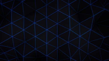 Glowing blue triangle polygons background