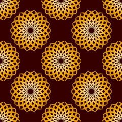 Vector Seamless Gold Floral Mandala Pattern