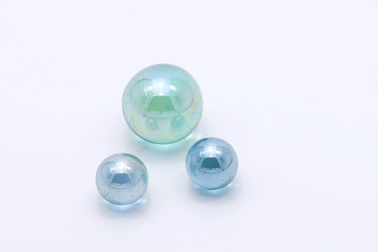 Transparent Glass Marbles  on White Background