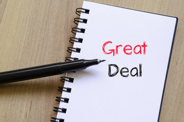 Great deal text concept on notebook