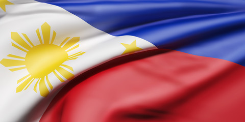 Republic of the Philippines flag waving