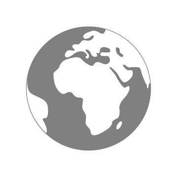 recommend clip art: Isolated planet Earth on white background. Simple flat world globe icon in grey and white colors. Travel around the world.