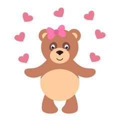 cartoon teddy and heart and bow