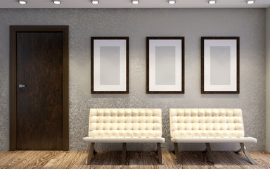 Hospital. The receiving doctor. 3D rendering