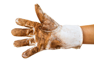 dirty leather work glove