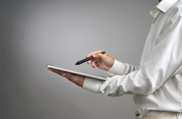 Man working on Tablet with Stylus