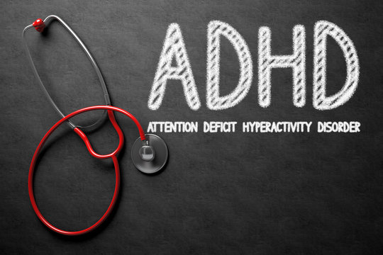 ADHD Concept on Chalkboard. 3D Illustration.