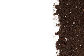 Soil or dirt section isolated on white background