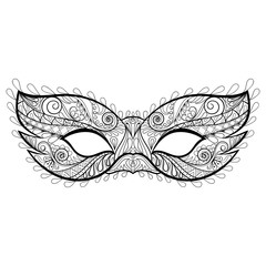 Bohemian festive  vector Mask silhouette  for adult coloring pag