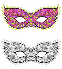 Bohemian Festive Masks set. Decorative Vector carnival elements