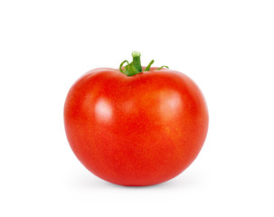 one fresh red tomato isolated on white