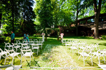 Last preparation fow wedding ceremony outside