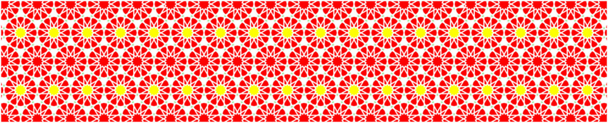 Elegant decorative border made up of polygons and stars with red yellow and green colors