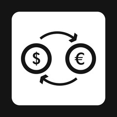 Money exchange icon in simple style isolated on white background. Currency symbol