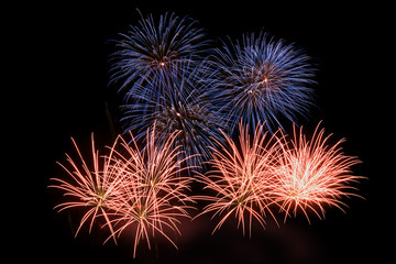 Fototapeta premium Feuerwerk rot und blau