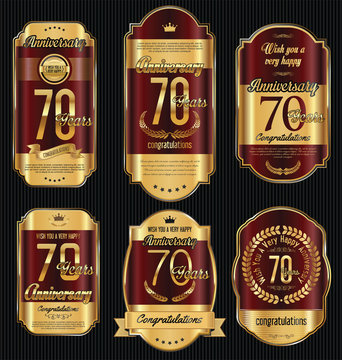 Anniversary Golden Retro Vintage Labels Collection 70  Years