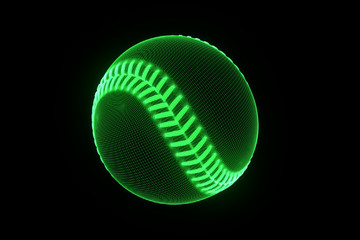 Baseball in Hologram Wireframe Style. Nice 3D Rendering

