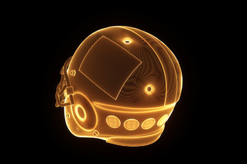 Fototapeta premium Football Helmet in Hologram Wireframe Style. Nice 3D Rendering 