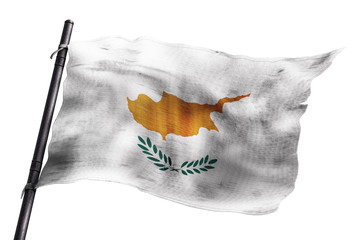 Drapeau chypriote usé sur fond blanc 