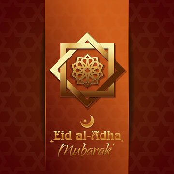 Islamic design with lettering - Eid al-Adha Mubarak. Eid al-Adha - Festival of the Sacrifice, also called the 'Sacrifice Feast' or 'Bakr-Eid'