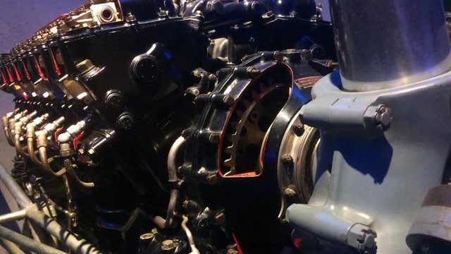 Aircraft engine - Close up of an internal combustion piston engine.
